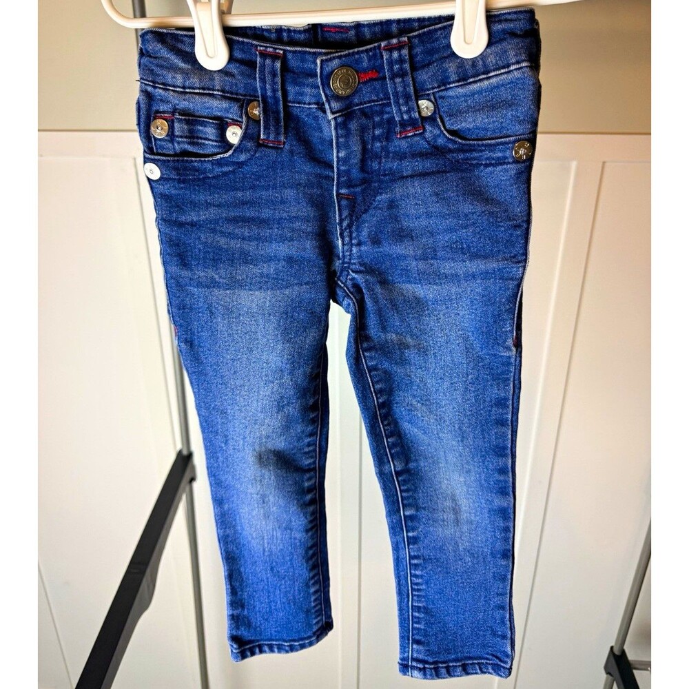 True Religion Kids Jeans 3T Blue Denim Red Stitching Horseshoe Pockets